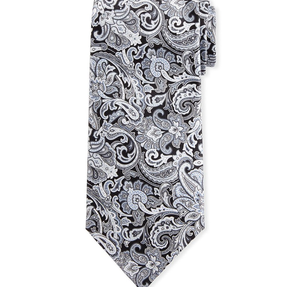 Stefano Ricci Black Silk Paisley Tie Made In Italy